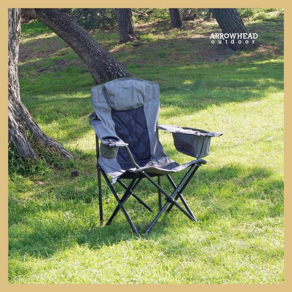 ARROWHEAD OUTDOOR Portable Folding Camping Quad Chair w/ 6-Can Cooler, Cup & Wine Glass Holders, Heavy-Duty Carrying Bag, Padded Armrests, Headrest & Seat, Supports up to 550lbs, USA-Based Support - Image 2