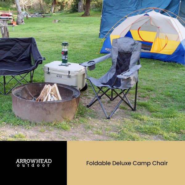 ARROWHEAD OUTDOOR Portable Folding Camping Quad Chair w/ 6-Can Cooler, Cup & Wine Glass Holders, Heavy-Duty Carrying Bag, Padded Armrests, Headrest & Seat, Supports up to 550lbs, USA-Based Support - Image 7