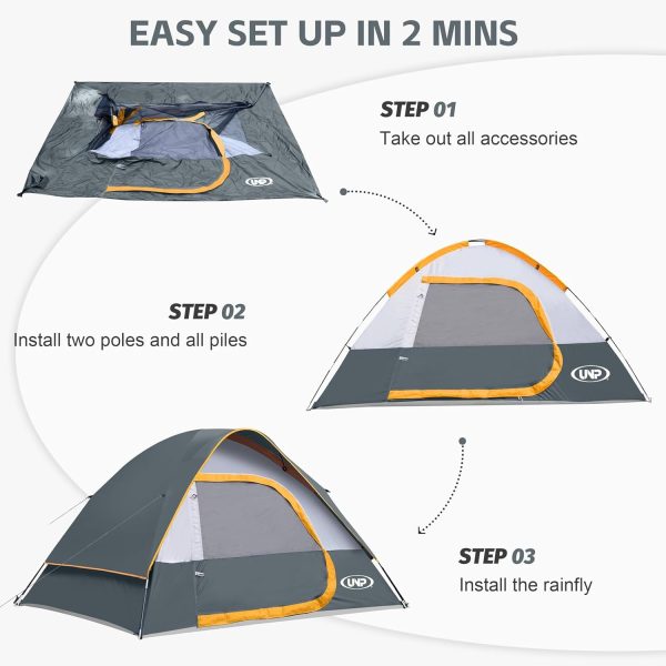 Camping Tent 4 Person, Waterproof Windproof Tent with Rainfly Easy Set up-Portable Dome Tents for Camping - Image 7